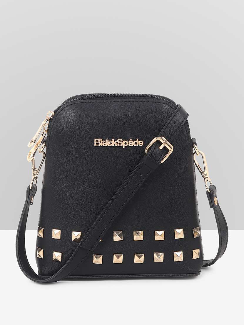 women black leatherette sling bag