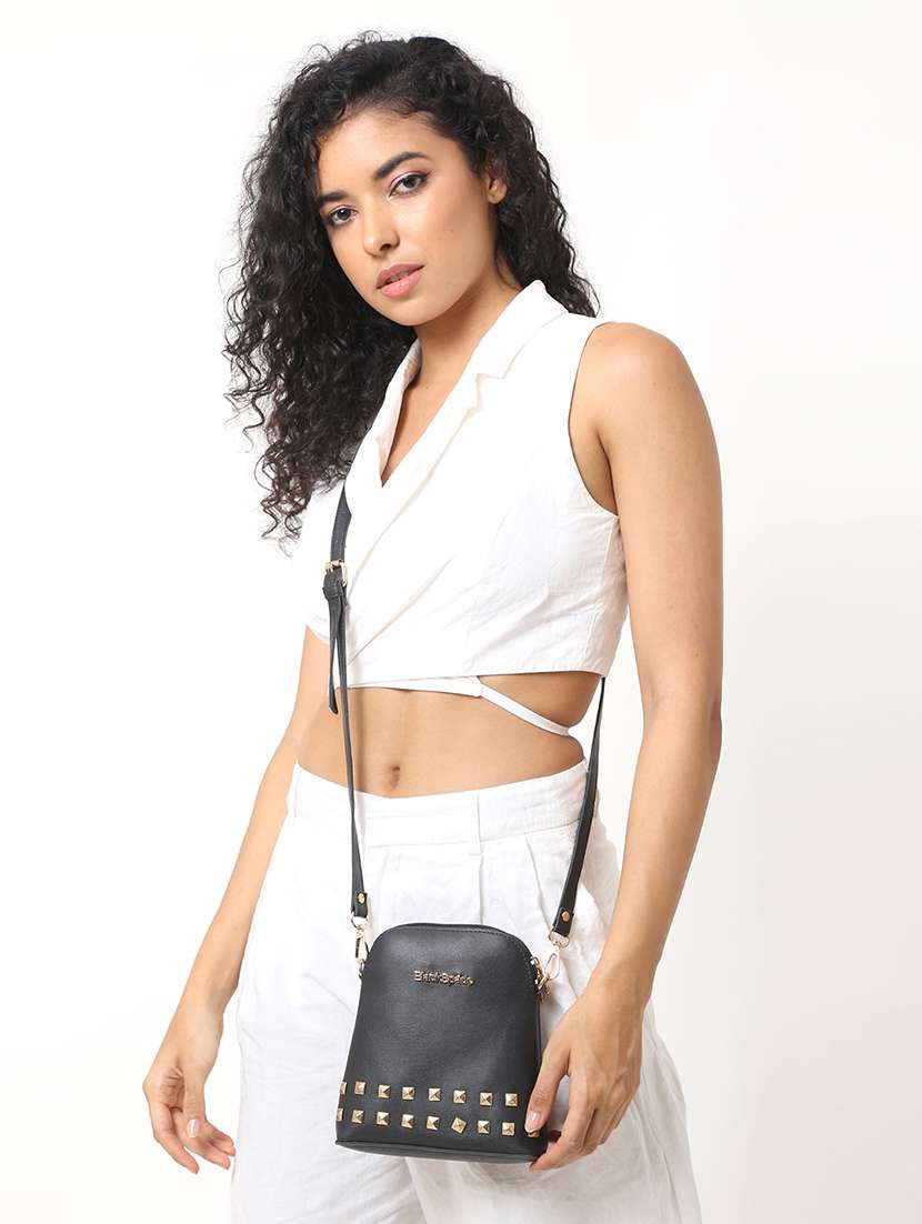 women black leatherette sling bag - 22088507 -  Standard Image - 1