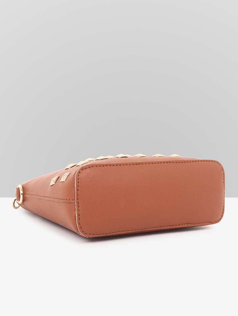 women solid leatherette sling bag - 22088510 - Standard Image - 4