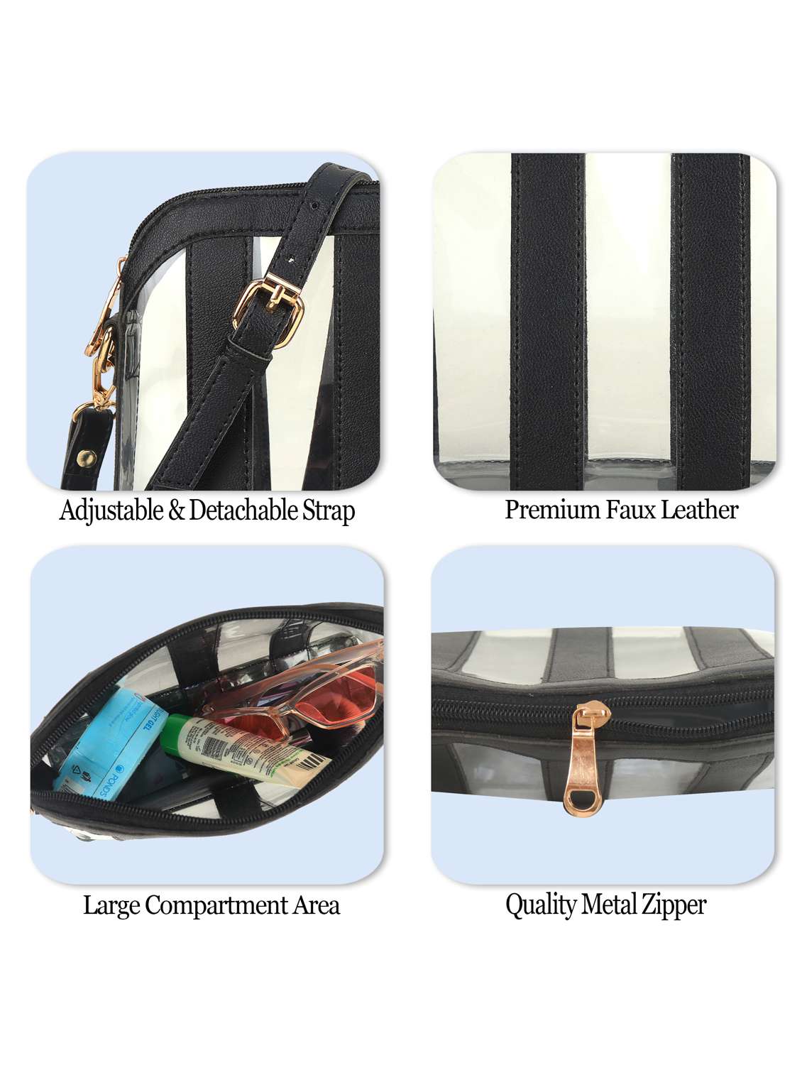 women striped leatherette sling bag - 22088532 - Standard Image - 4