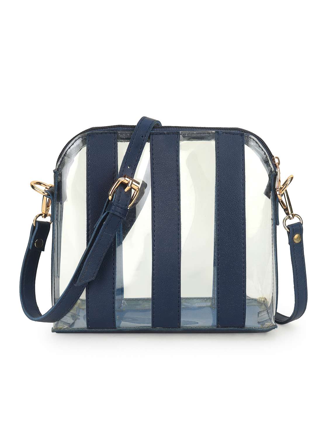 women striped leatherette sling bag