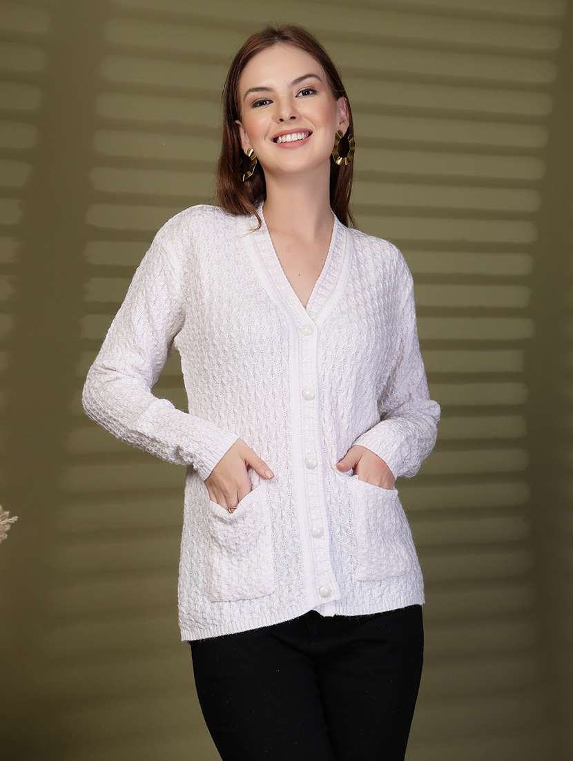 women self designed long sleeve cardigan - 22088540 -  Standard Image - 1