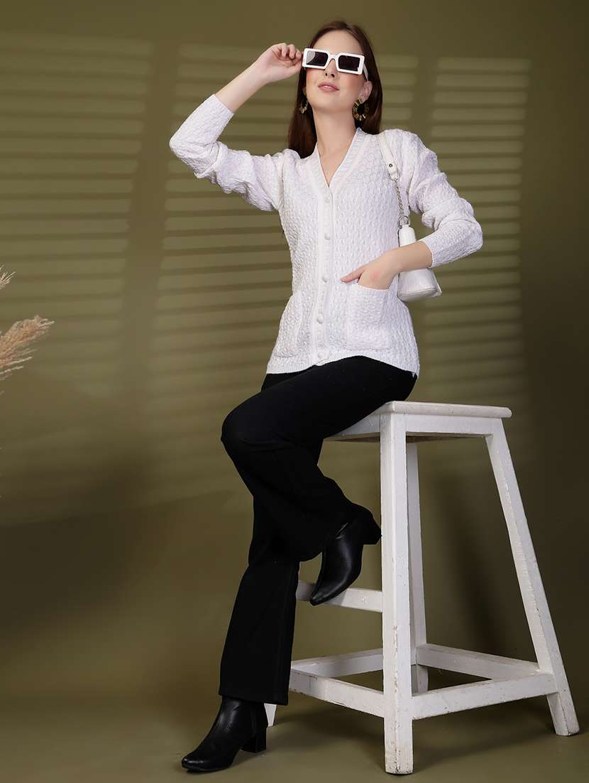 women self designed long sleeve cardigan - 22088540 - Standard Image - 4