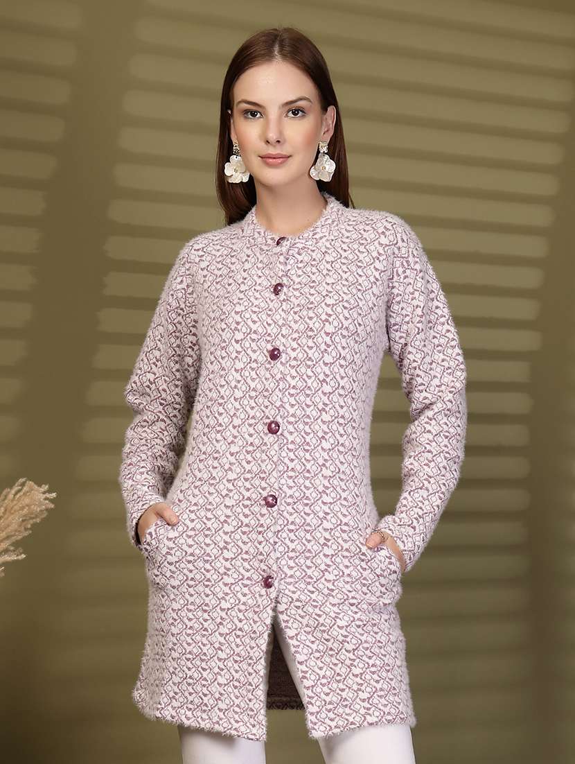 women self designed long sleeve cardigan - 22088547 - Standard Image - 1