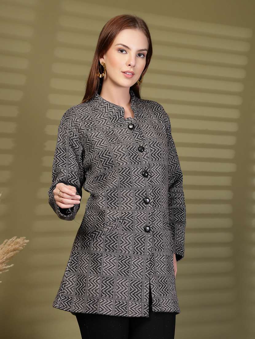 women self designed long sleeve cardigan - 22088550 -  Standard Image - 1