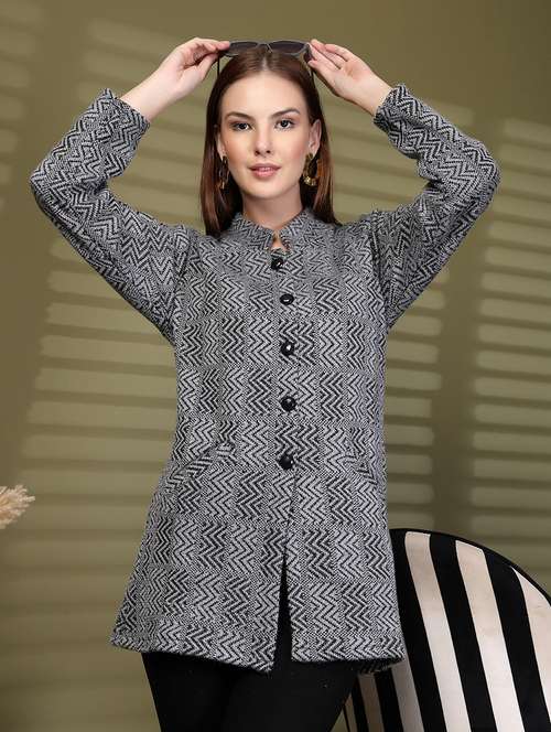 women self designed long sleeve cardigan - 22088551 - Standard Image - 0