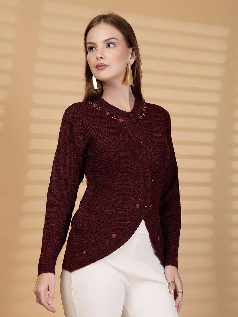 women self designed long sleeve cardigan - 22088560 -  Standard Image - 1