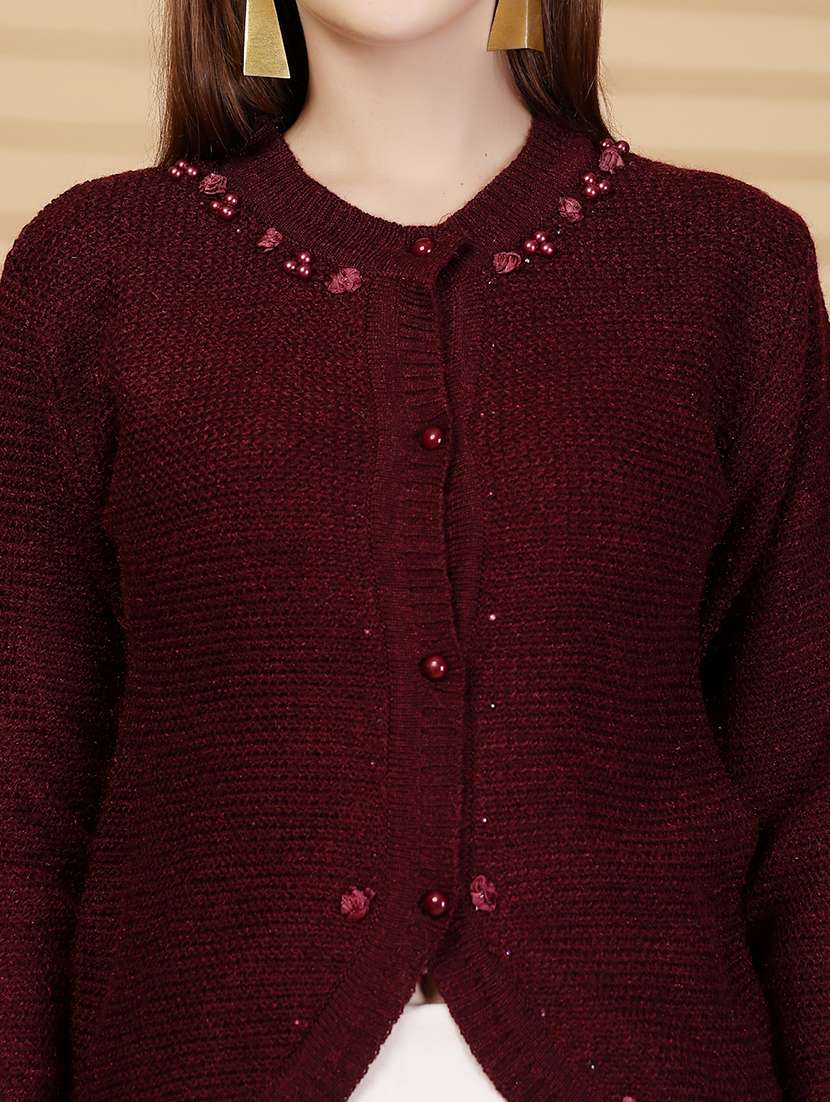 women self designed long sleeve cardigan - 22088560 -  Standard Image - 4