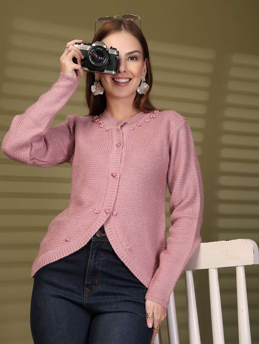 women self designed long sleeve cardigan - 22088563 - Standard Image - 1