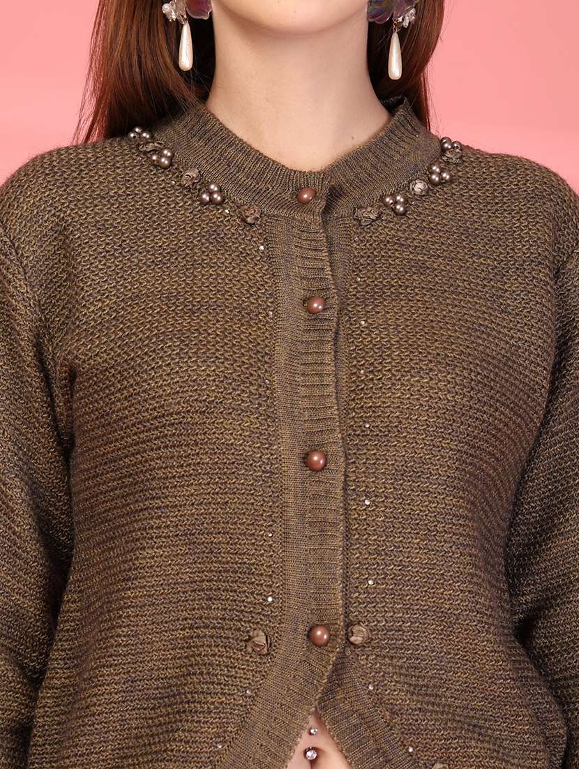 women self designed long sleeve cardigan - 22088564 -  Standard Image - 4