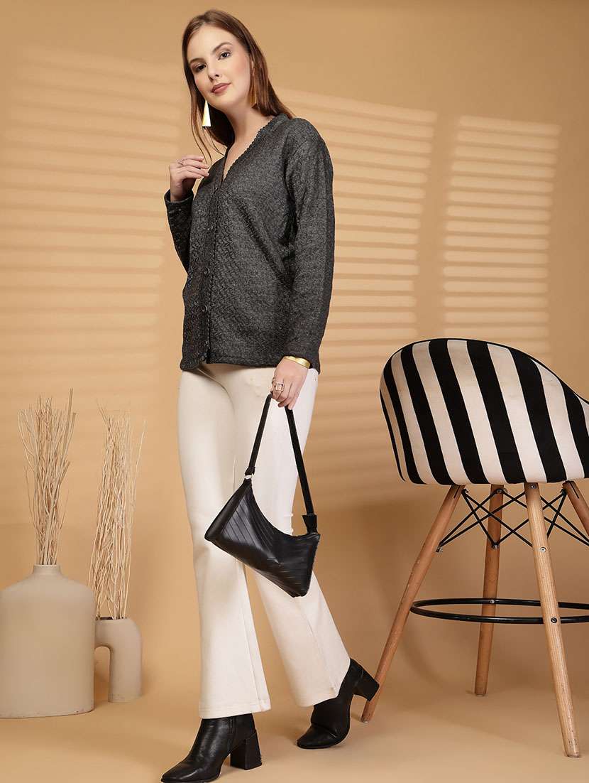 women self designed long sleeve cardigan - 22088568 -  Standard Image - 4