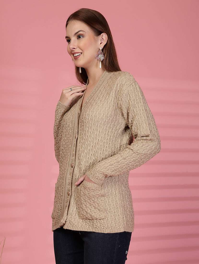 women self designed long sleeve cardigan - 22088570 -  Standard Image - 1