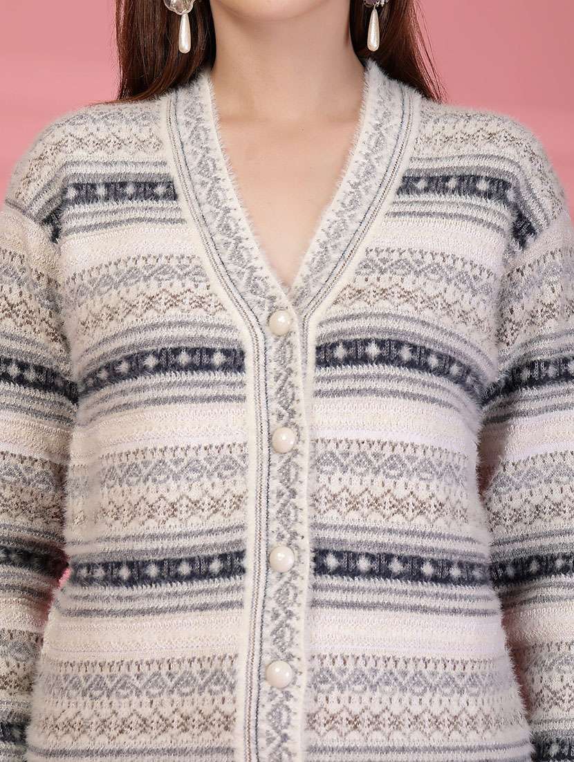 women self designed long sleeve cardigan - 22088575 -  Standard Image - 4