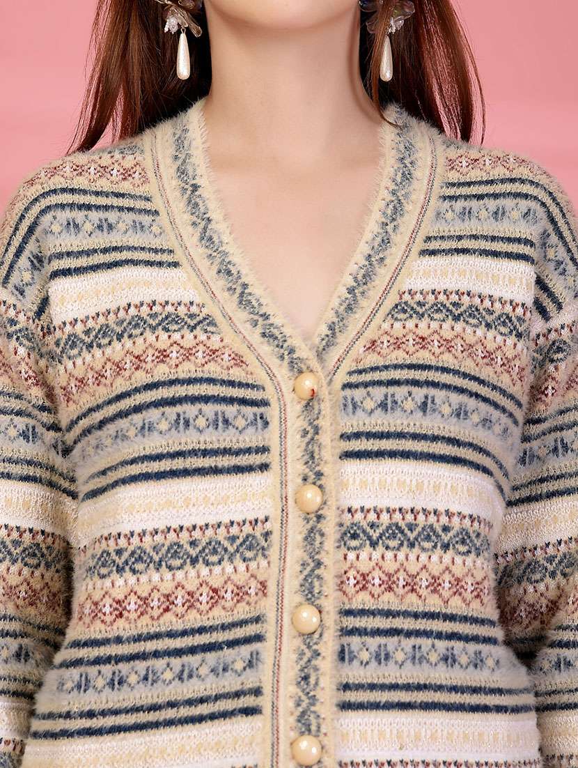 women self designed long sleeve cardigan - 22088576 - Standard Image - 4