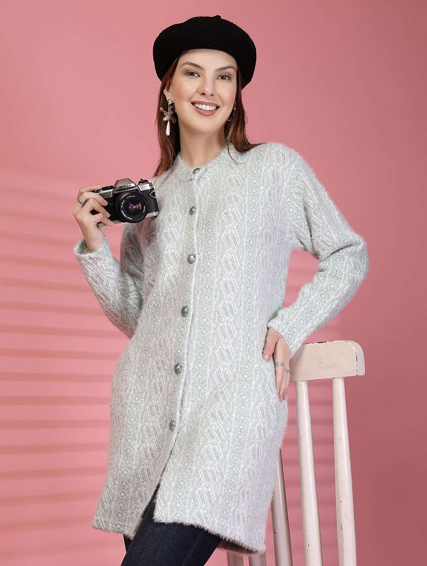 women self designed long sleeve cardigan