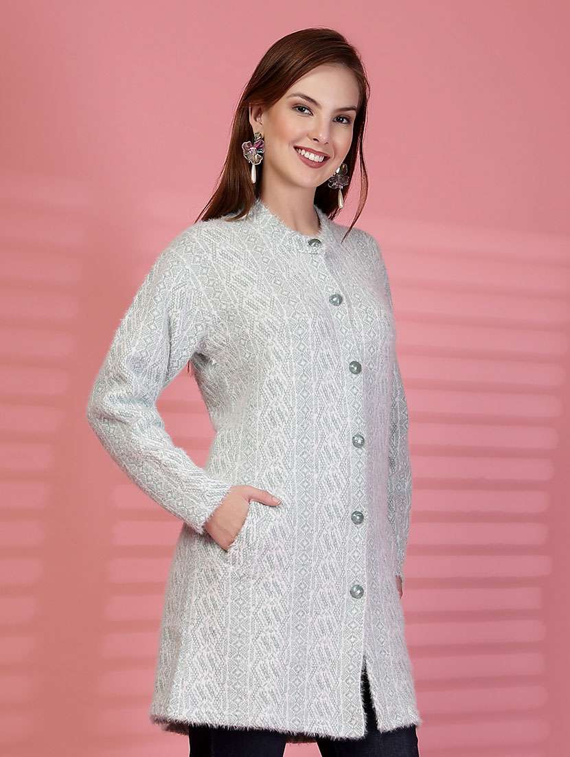 women self designed long sleeve cardigan - 22088577 -  Standard Image - 1