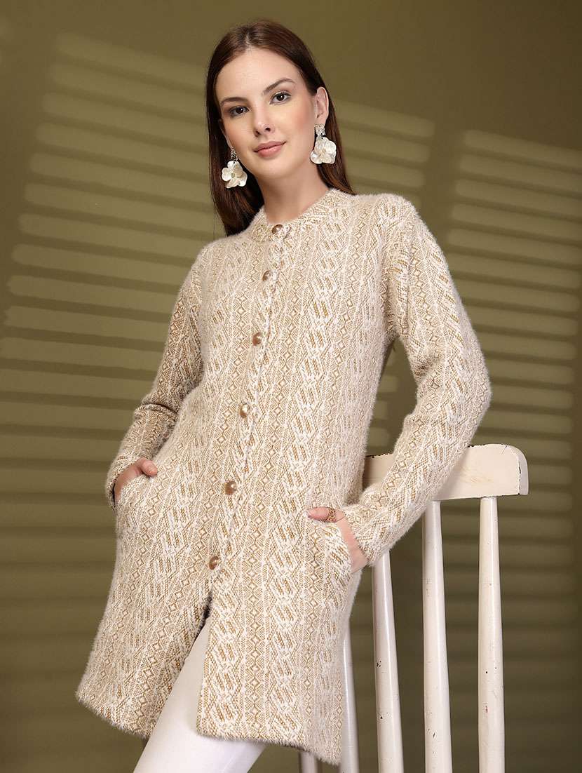 women self designed long sleeve cardigan