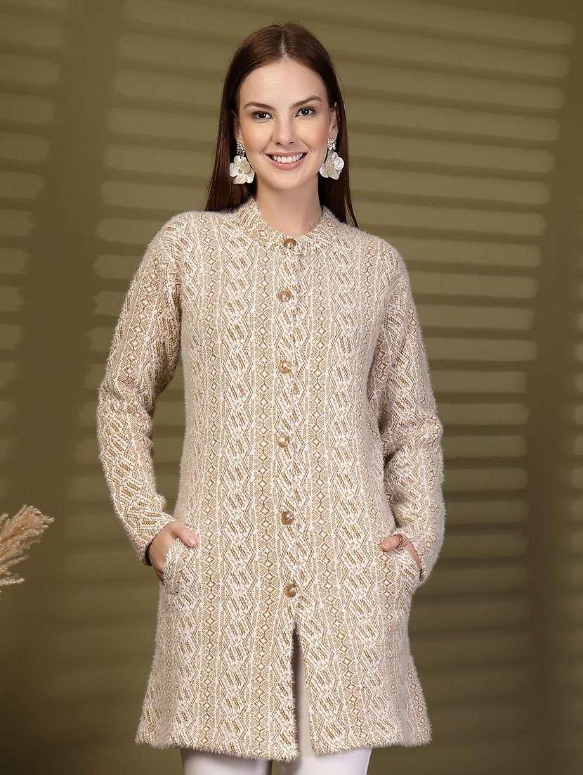 women self designed long sleeve cardigan - 22088580 -  Standard Image - 1