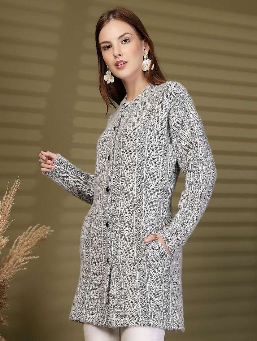 women self designed long sleeve cardigan - 22088581 - Standard Image - 1