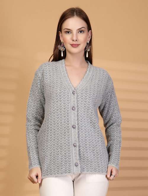 women self designed long sleeve cardigan - 22088582 - Standard Image - 0
