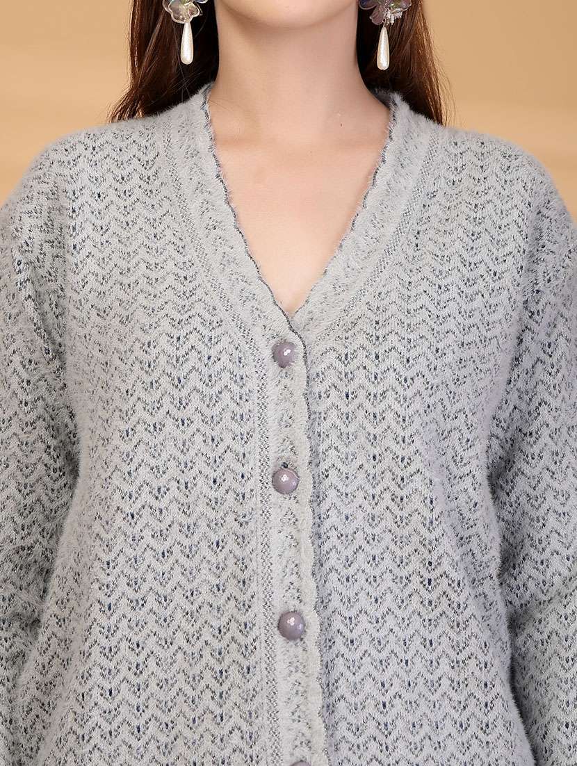 women self designed long sleeve cardigan - 22088582 - Standard Image - 4