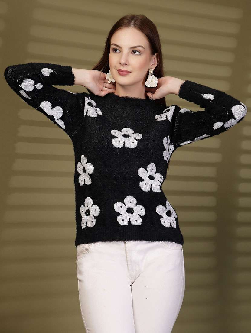 women floral designed long sleeve pullover - 22088602 -  Standard Image - 1
