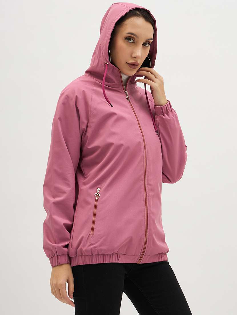 women solid long sleeve windcheater jacket - 22088617 -  Standard Image - 1