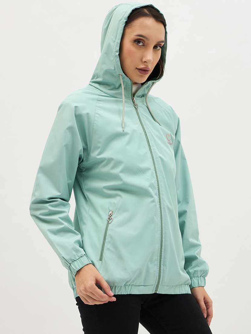 women solid long sleeve windcheater jacket - 22088625 -  Standard Image - 1