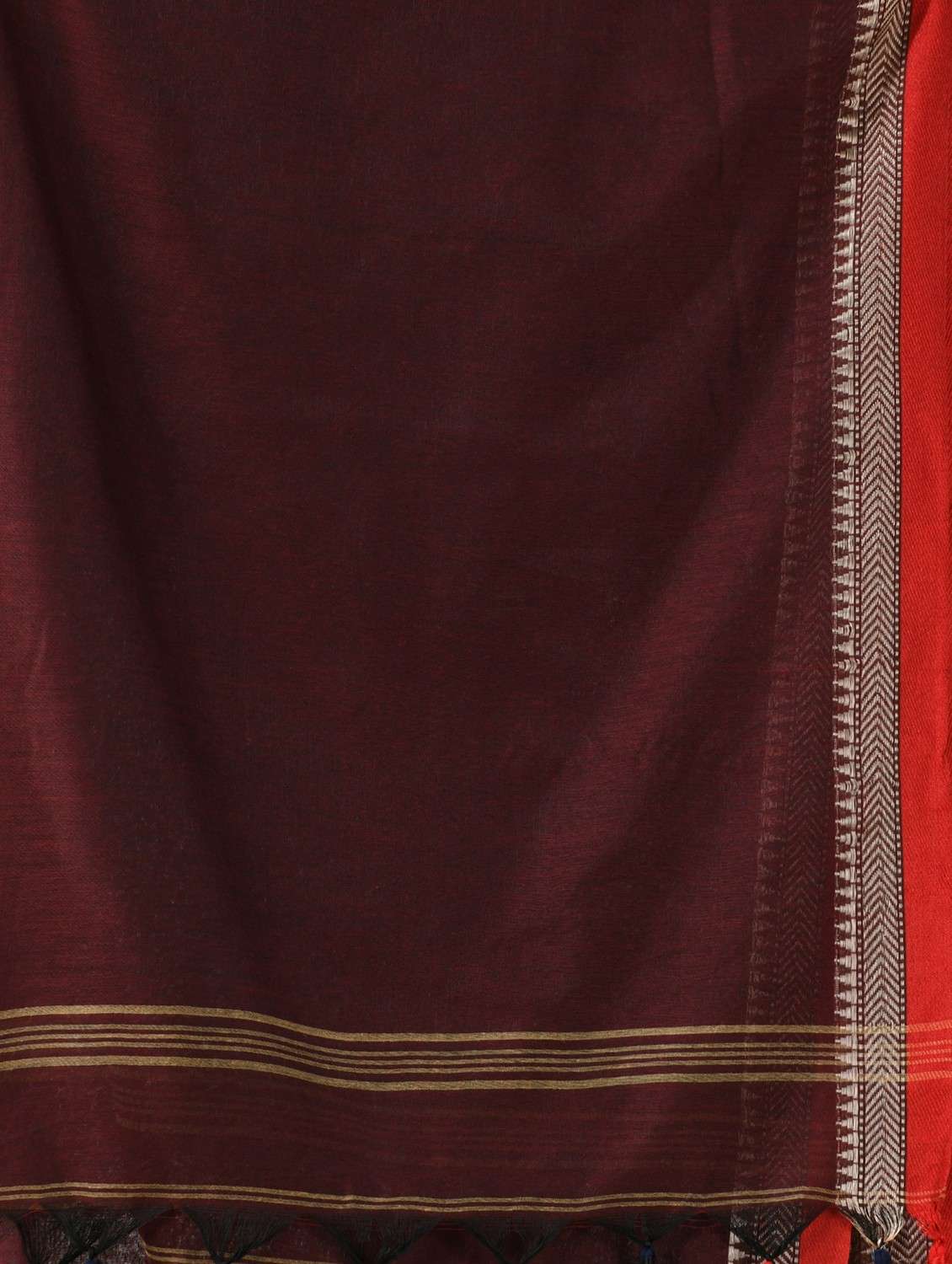 women solid with bordered handloom saree with blouse - 22088630 - Standard Image - 4