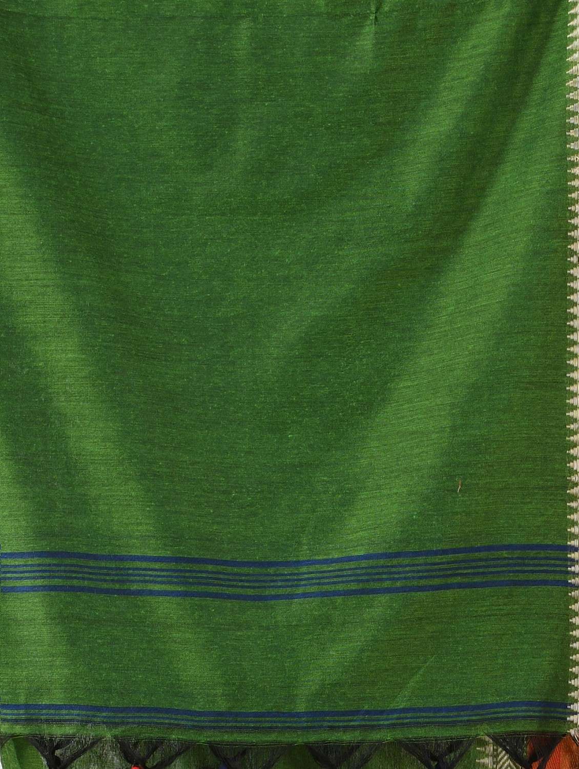 women solid with bordered handloom saree with blouse - 22088634 - Standard Image - 4