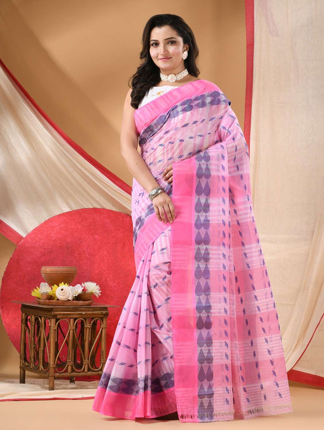 women self design tant saree - 22088643 -  Standard Image - 1