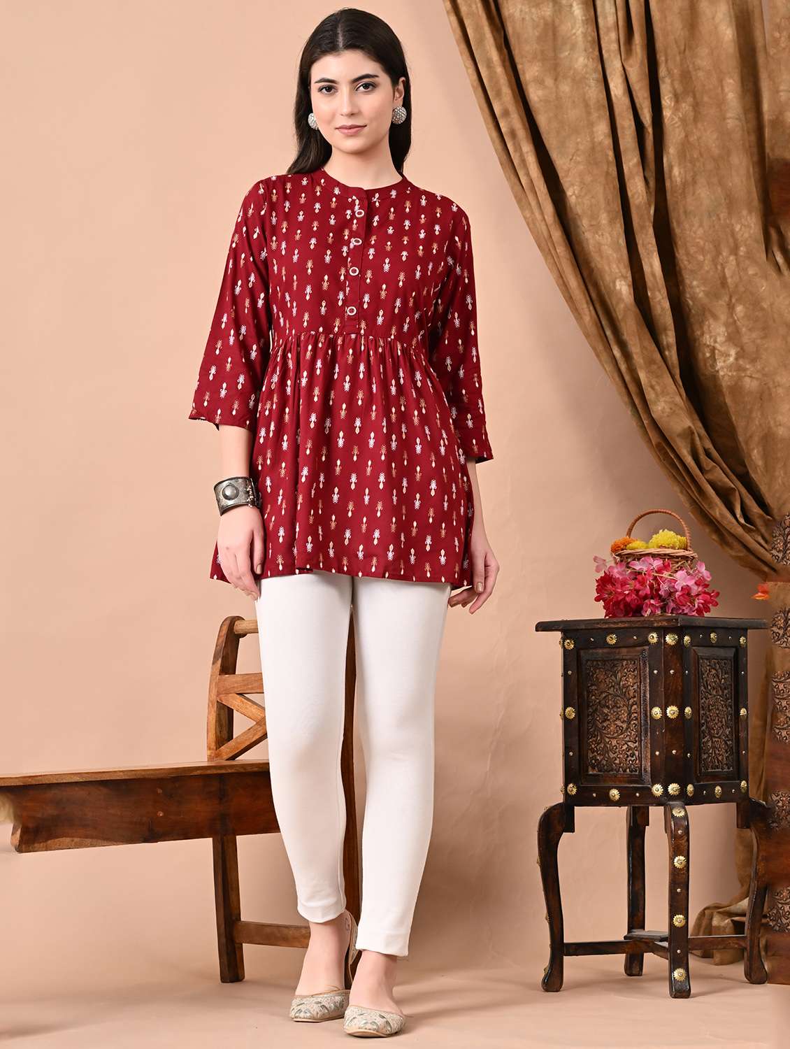 women printed long sleeve flared kurti - 22088695 - Standard Image - 4