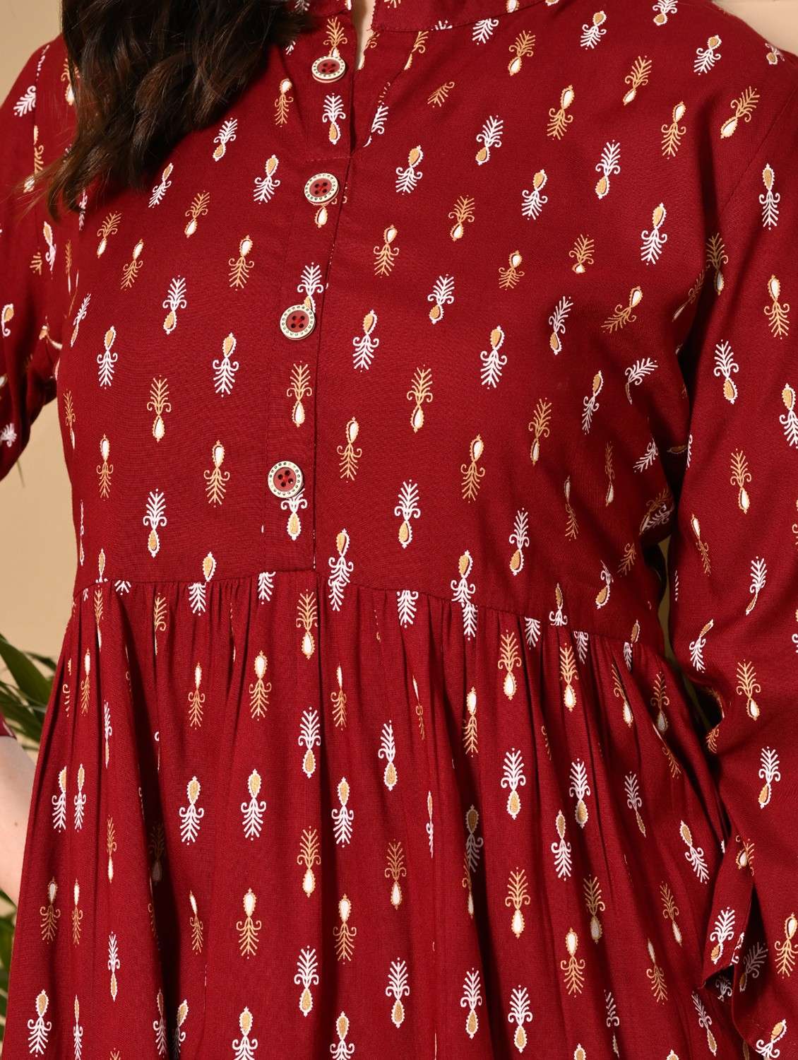 women printed three quarter sleeve flared kurti - 22088749 -  Standard Image - 6