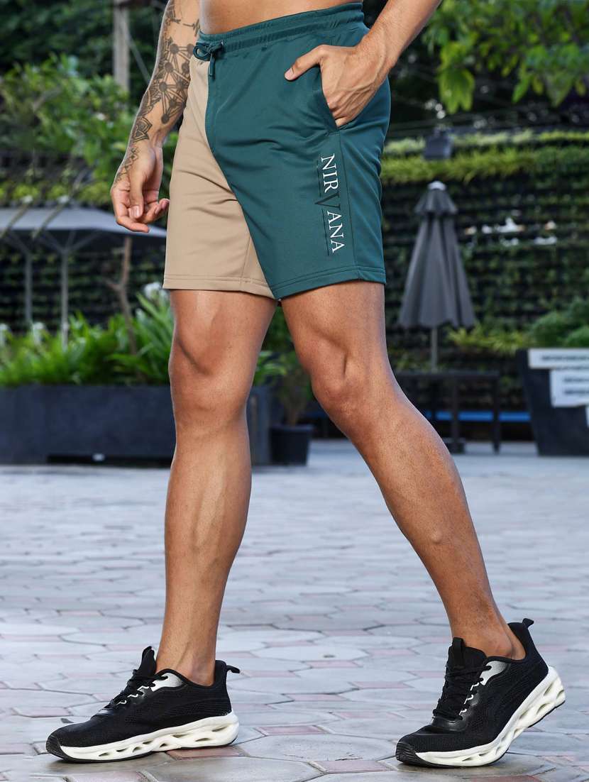 men color block mid rise sports shorts - 22088756 -  Standard Image - 1