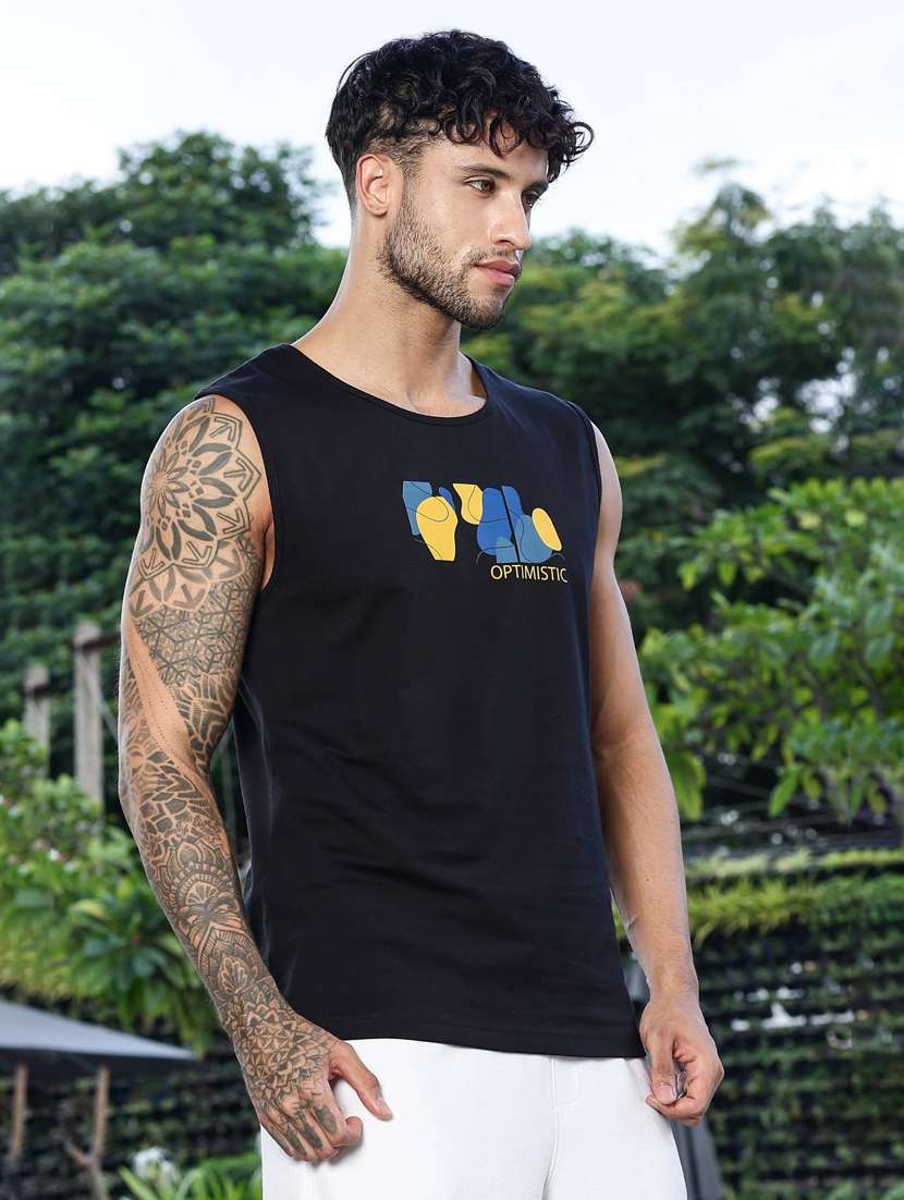 men front & back print sleveless vest - 22088761 -  Standard Image - 1