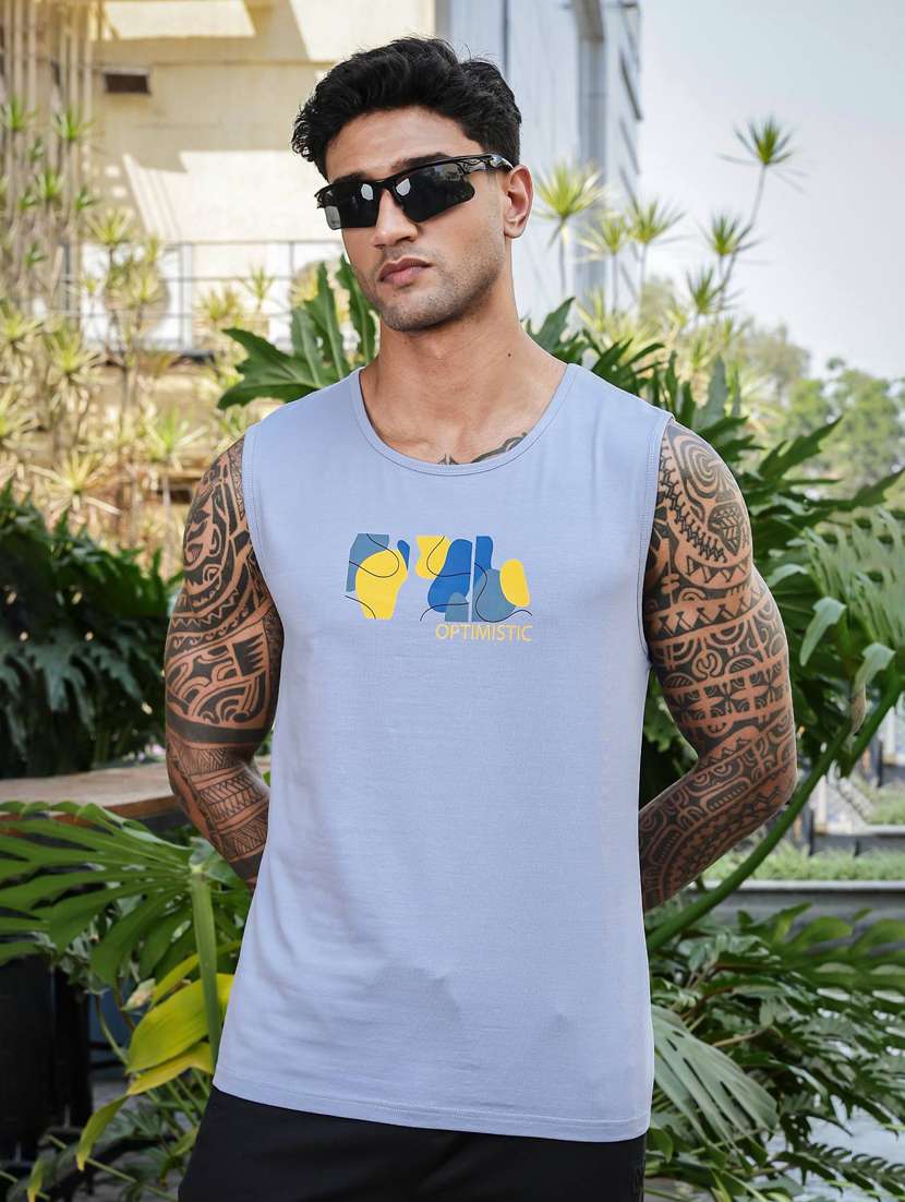 men front & back print sleveless vest - 22088762 -  Standard Image - 1