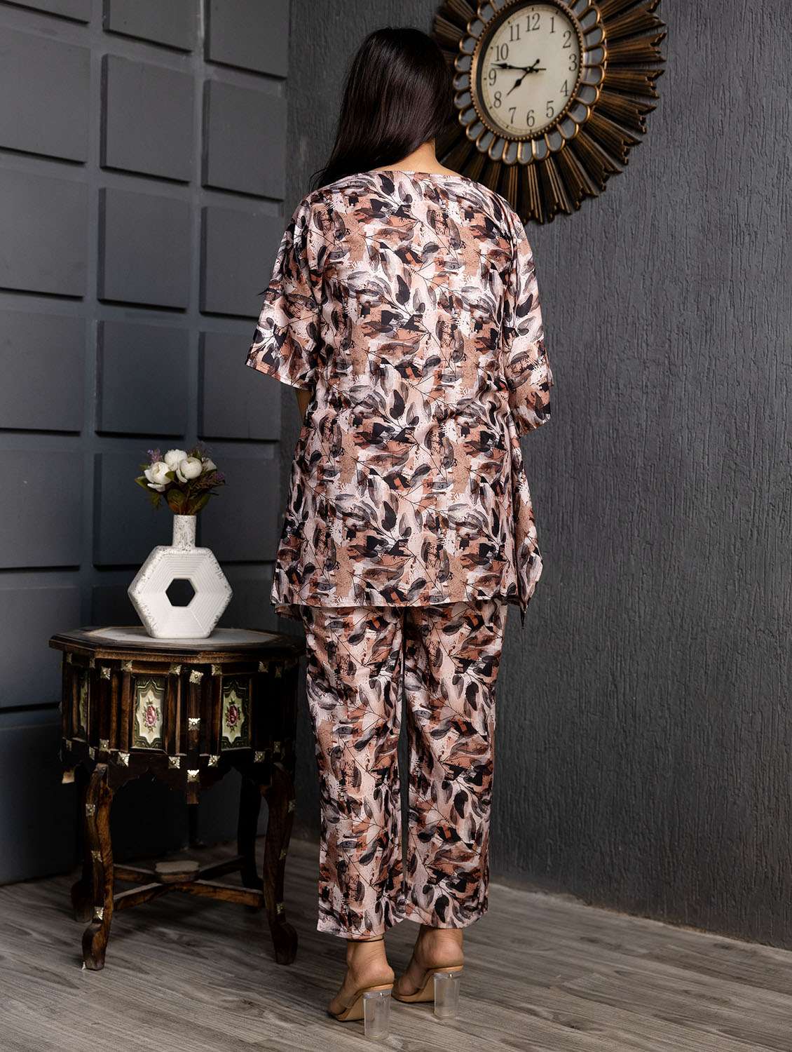 women printed kimono sleeve ethnic co-ord set - 22088767 - Standard Image - 4