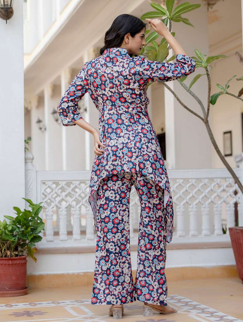 women printed three quarter sleeve ethnic co-ord set - 22088768 - Standard Image - 4