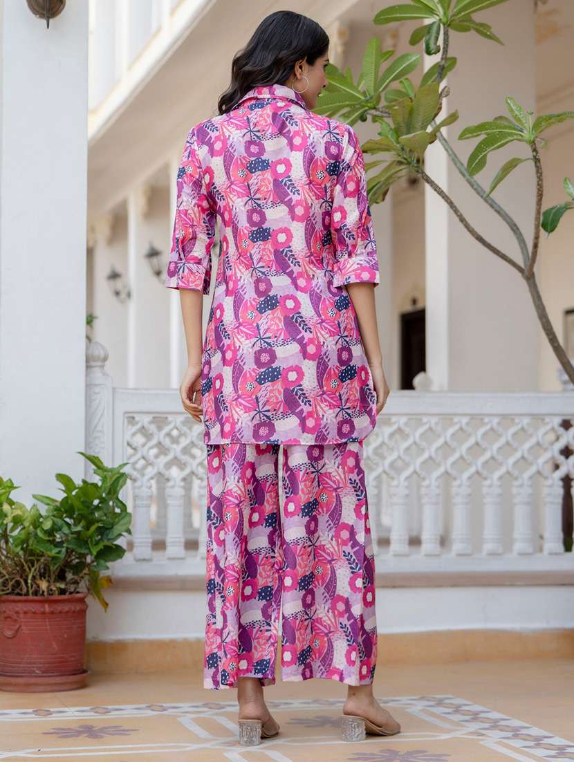 women floral printed three quarter sleeve ethnic co-ord set - 22088769 - Standard Image - 4
