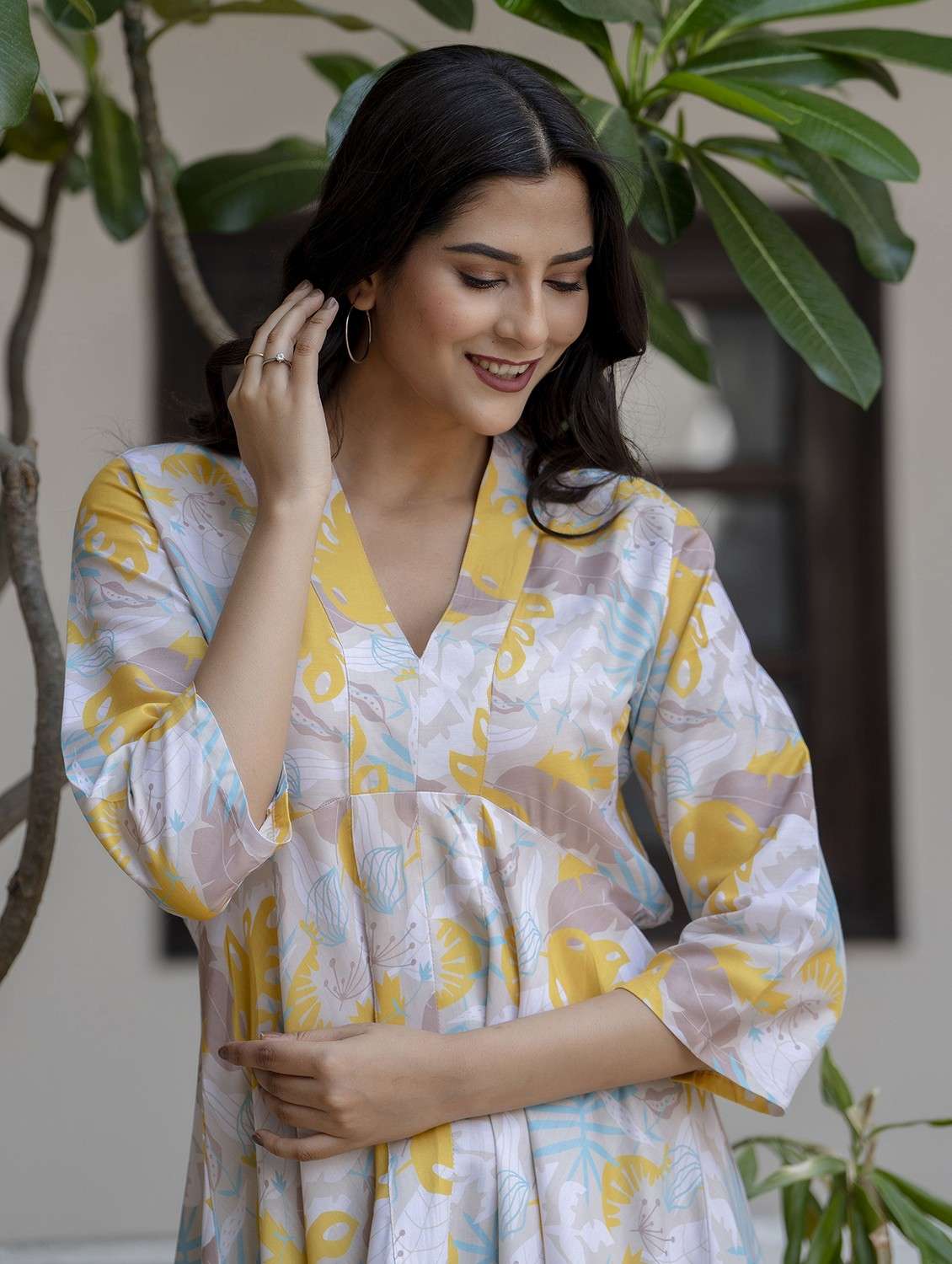 women printed three quarter sleeve ethnic co-ord set - 22088770 - Standard Image - 4