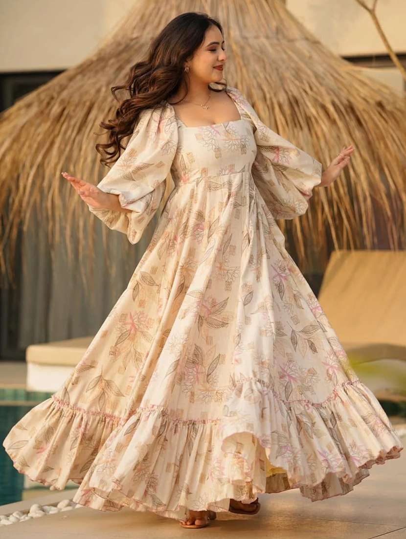 women floral print puff sleeve tiered dress - 22088840 -  Standard Image - 4