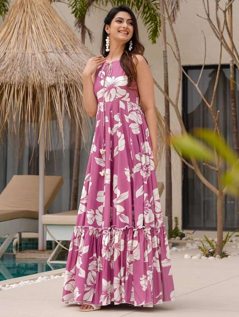 women floral print shoulder strap tiered dress  - 22088841 -  Standard Image - 1