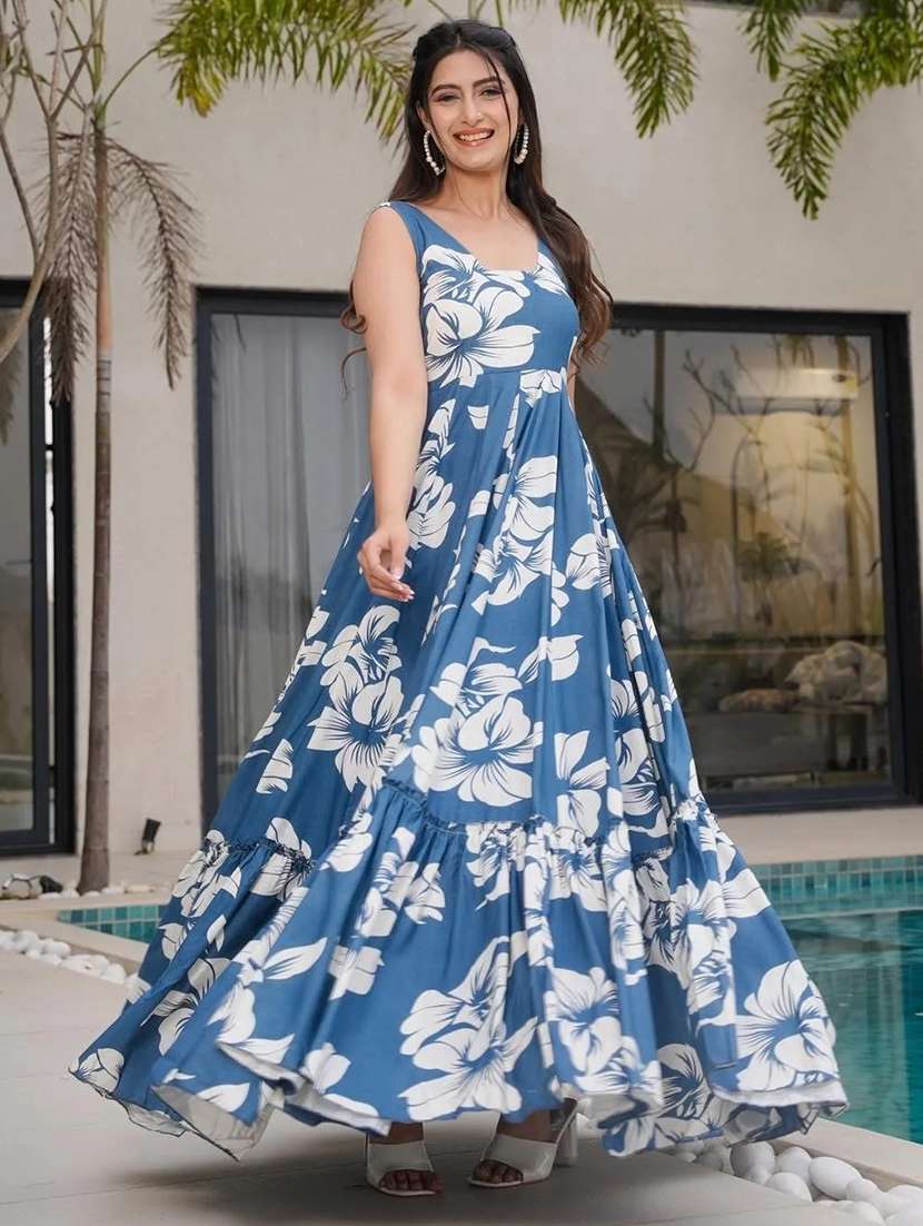 women floral print sleeveless tiered dress  - 22088844 -  Standard Image - 1