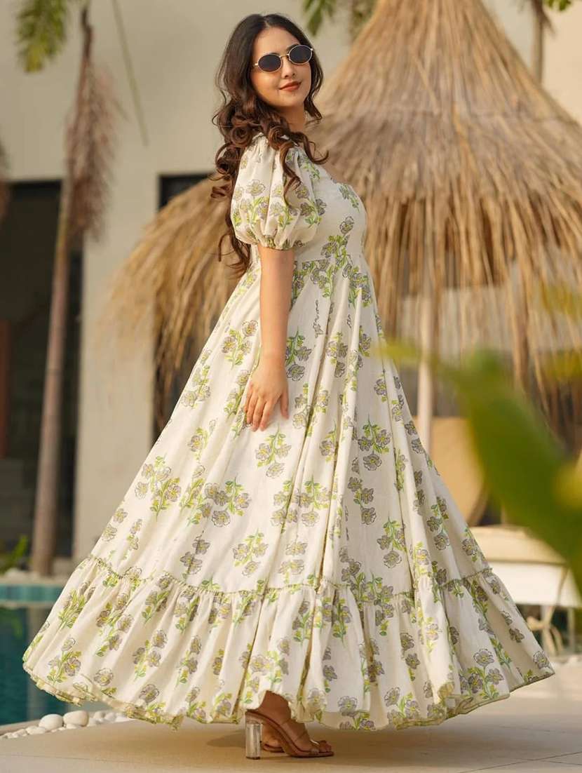 women floral print puff sleeve tiered dress  - 22088845 -  Standard Image - 1