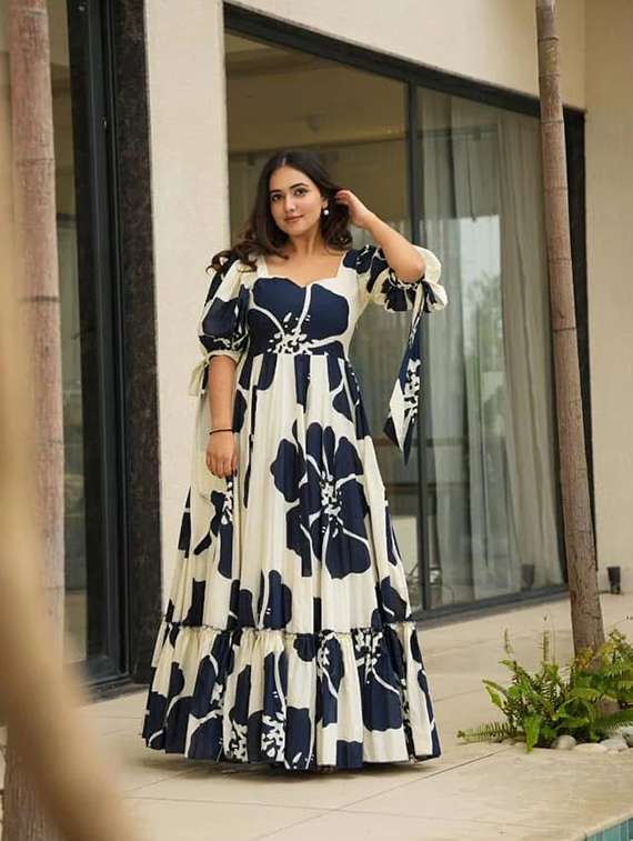 white rayon ballon  dress - 22088855 -  Standard Image - 1