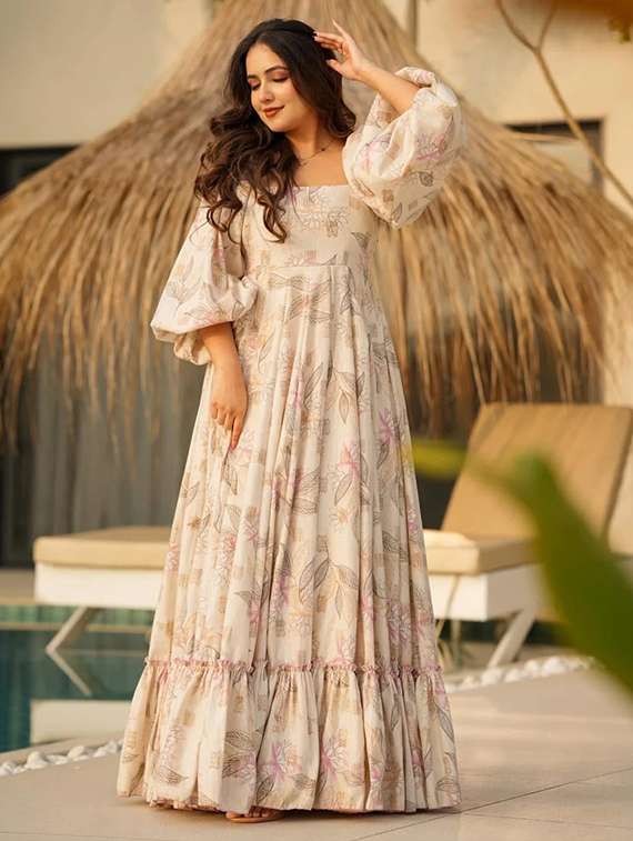 women floral print puff sleeve tiered dress - 22088859 -  Standard Image - 1