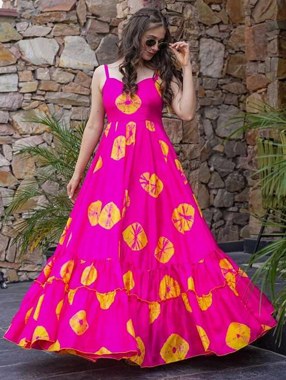 women printed shoulder strap tiered dress - 22088861 -  Standard Image - 1