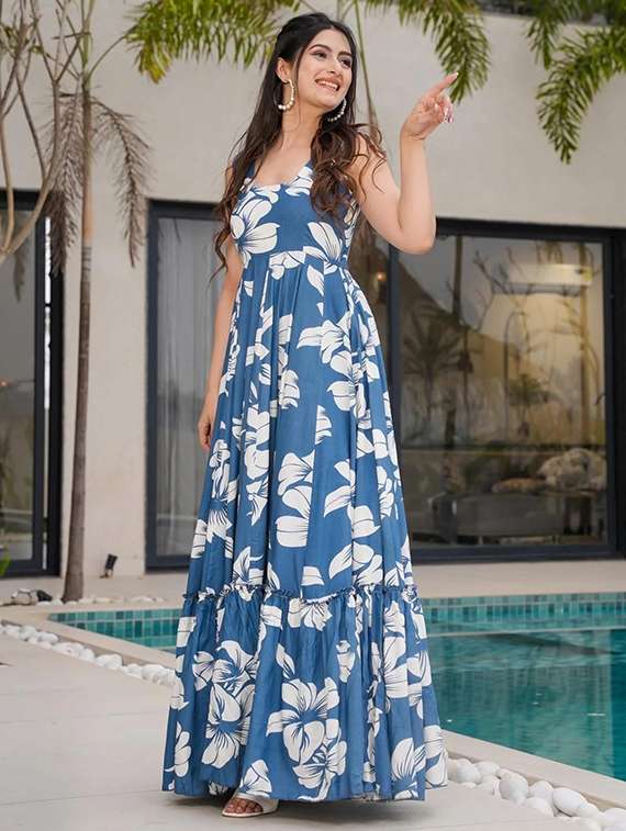 women floral print sleeveless tiered dress