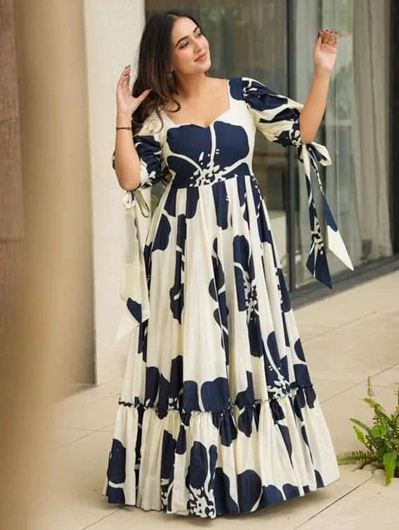 floral print tiered maxi dress puff sleeves - 22088883 -  Standard Image - 1