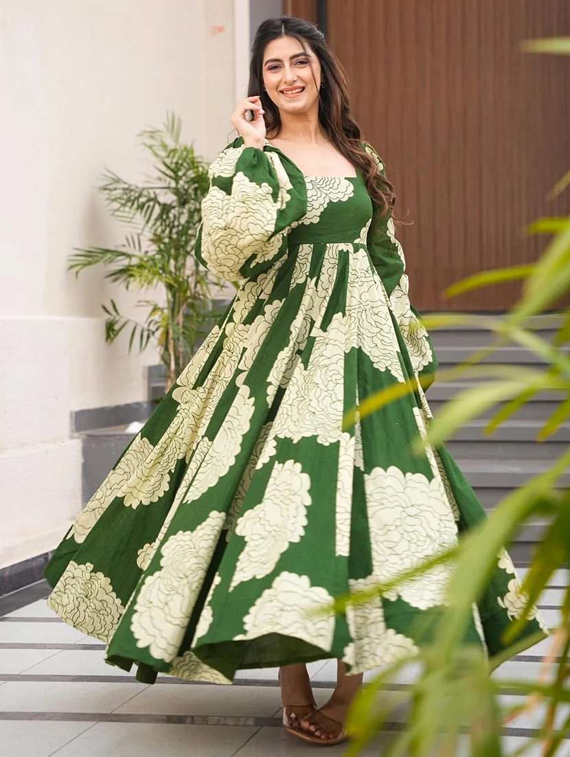 green rayon ballon  dress - 22088884 -  Standard Image - 1